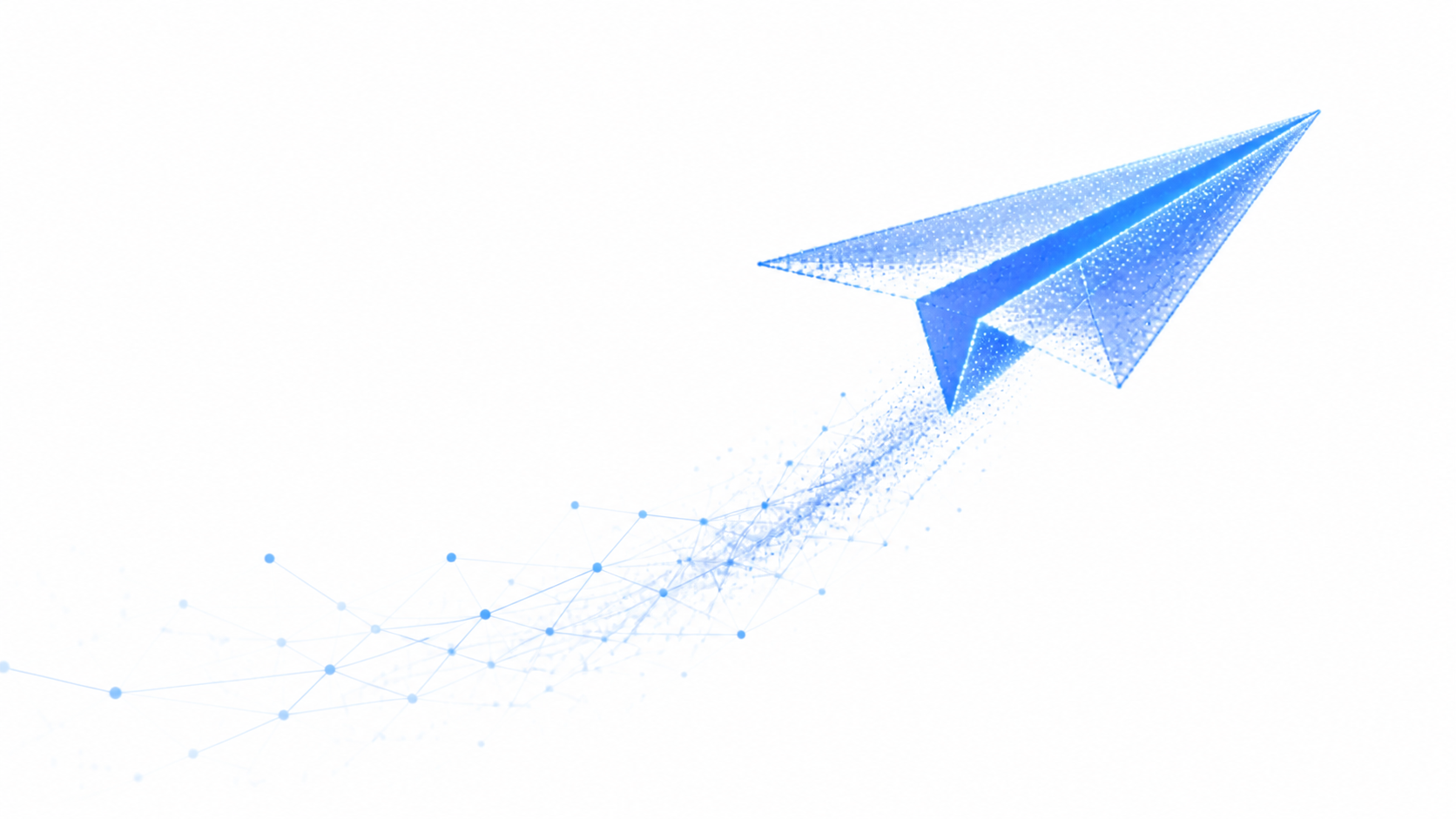 Avion en papier bleu laissant une trace de particules, representant une prise de contact simple et directe avec Helios Systems.